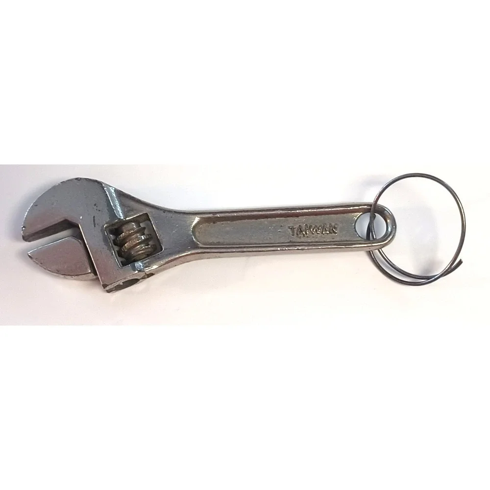Vintage 1980s Mini Adjustable Crescent Wrench Keychain Keyring Taiwan